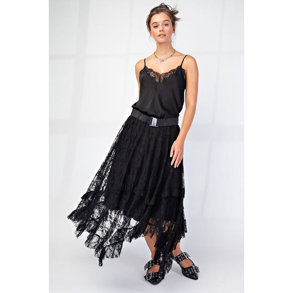 34. Black Lace Sharkbite Skirt